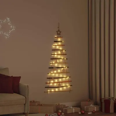 Obrázok produktu pre Nábytok Vianočný stromček s 50 LED diódami prírodný 120 cm z masívneho jaseňového dreva - 2757924