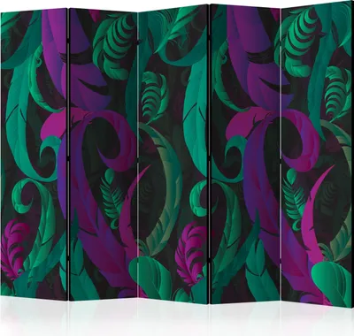 Obrázek produktu pro Jednostranný paraván Leaf 225x172 cm 5dílný černý