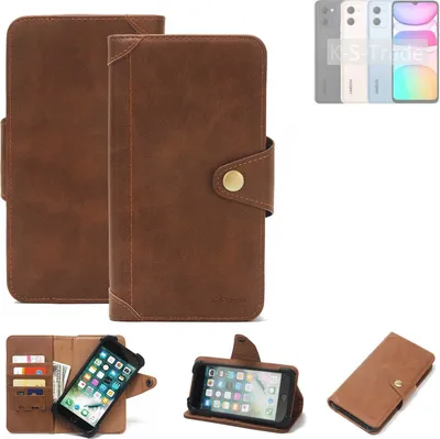 Produktbild von K-S-Trade Handyhülle kompatibel mit UMIDIGI C2 Schutz Hülle Walletcase Bookstyle Tasche Case Handytasche Wallet Flipcase Cover PolyurethanBraun (1x)