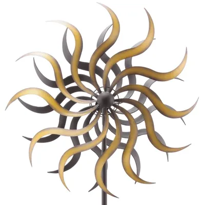 Image de Moulin à vent décoration de jardin métal soleil or 180 cm