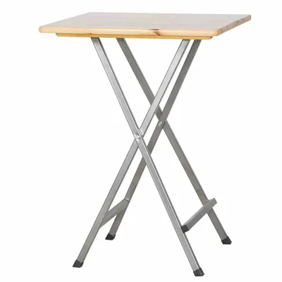 Image de Table d'appoint Natura en pin, 80 x 80 cm, structure en acier gris, plateau de table de jardin en bois de pin naturel