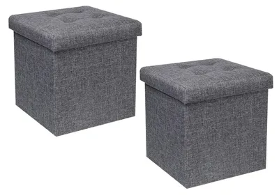 Image de Boîte de rangement pliable et tabouret en un, lot de 2