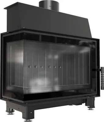 Produktbild von Kamineinsatz aus Stahl KRATKI SIMPLE links 6 kW Ø 150 schwarz Verkleidung