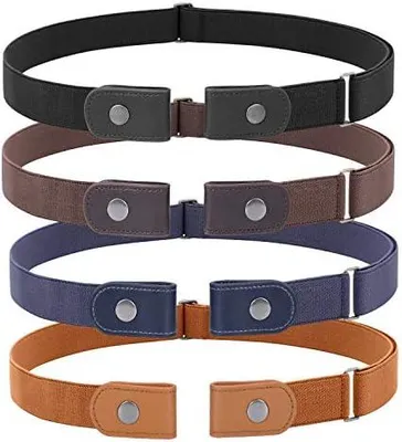Produktbild von JasGood 4 Stš¹ck Schnallenfreier Verstellbarer Gš¹rtel Ohne Schnalle fš¹r Damen oder Herren, Unsichtbarer Elastischer Gš¹rtel fš¹r Jeans Hosen