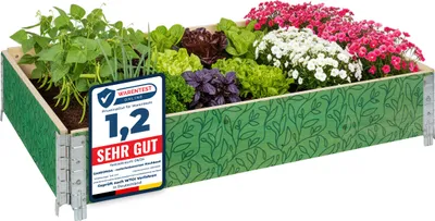 Produktbild von Garronda Holzaufsatzrahmen mit Print – Hochbeete für Pflanzen Blumen Obst Gemüse Holz mit dekorativem Druck Blatt mit Hintergrund