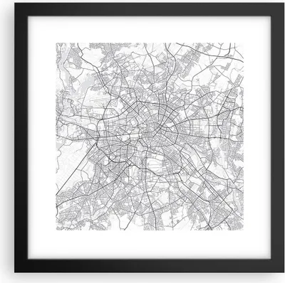 Produktbild von Gerahmtes Poster - Schwarzer Rahmen - Stadt Karte Berlin - 30x30 cm - Wand Bild - Wanddeko - Wandbilder - Kunstposter - Wandposter - Bilderrahmen - Bilder - Kunstdruck - P2BAC30x30-4681