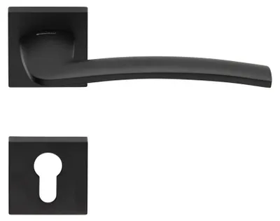Imagen del producto de Juego de 12 manijas cilíndricas con roseta cuadrada, de latón , sistema Click Clack