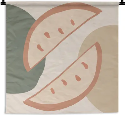 Produktbild von MuchoWow® Wandteppich Wandbehang Obst - Pastell - Sommer 150x150 cm Tapisserie Dekoration Wandtuch - Wohnaccessoires - Modernes