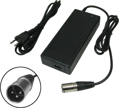 Produktbild von Trade-Shop Netzteil Ladegerät Ladekabel 54,6V 2A für 48V Akkus mit 3pin XLR Stecker Anschluss (18,5mm x 15,5mm) für E-Bike Elektrofahrrad Pedelec Elektro Fahrrad Akkus zum Aufladen