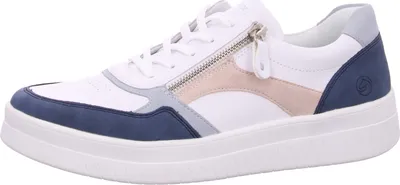 Image de Remonte Femmes Baskets en cuir lisse avec fermeture éclair D0J01, Taille:37 EU, Couleur:Bleu