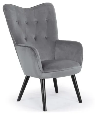 Image de MENZZO Fauteuil scandinave Klarys Velours Gris