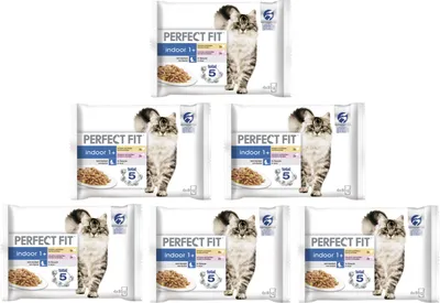 Produktbild von PERFECT FIT™ Indoor 1+ Katzenfutter Nassfutter Portionsbeutel Multipack 6 x 4 x 85g