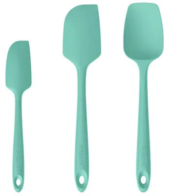 Image de Jeu de 3 spatules en silicone pour pâte, couleur bleu ciel, résistantes à la chaleur jusqu'à 250°C, antiadhésives et flexibles
