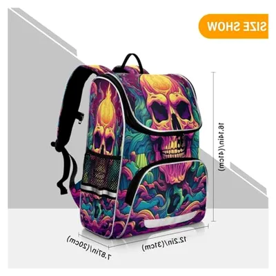 Produktbild von Büchertasche mit Totenkopfmonster, Rucksack für Schüler, Große Tasche für Kinder