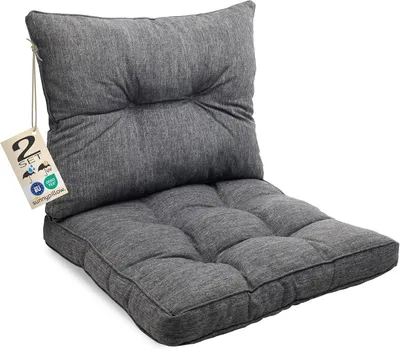 Produktbild von sunnypillow Polster für Gartenmöbel - 2er Set : Sitzkissen 50 x 50 cm + Rückenlehne 50 x 40 cm - Polsterauflagen für Rattanmöbel - Kissen Anthrazit
