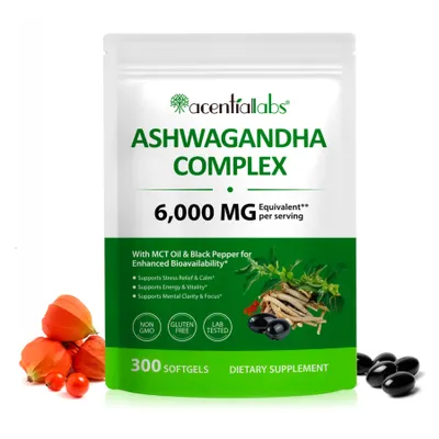 Produktbild von Ashwagandha Extrakt Komplex Hochdosiert Labor Vegan Natur 300 Softgels