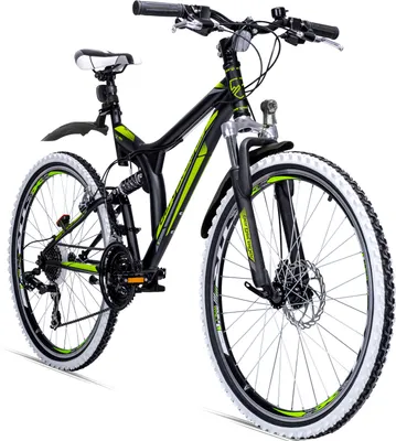 Produktbild von Bergsteiger Phoenix 26 Zoll Mountainbike, geeignet ab 160 cm, Scheibenbremse, Licht, Schutzblech,  21 Gang-Schaltung, Vollfederung
