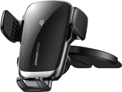 Produktbild von Joyroom Qi Wireless 15 W automatische QuickCharge 3.0 Auto-Ladegerät elektrische Telefonhalter (CD-Laufwerk) schwarz
