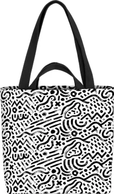 Produktbild von VOID Schwarz Weiss Ethno Muster Tasche 33x33x14cm,15l Einkaufs-Beutel Shopper Einkaufs-Tasche Bag