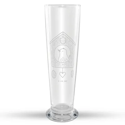 Produktbild von Mr. & Mrs. Panda Weißbierglas Vogel Haus - Transparent - Geschenk, Wohnung, Familie, Lustige Sprüche, Bierglas, Castle, Weizen Glas, Mr Mrs Weizenglas, Bier, Weizenbier