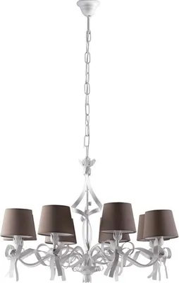 Zdjęcie produktu dla Lucy żyrandol białe żelazo z gołębioszarymi kloszami PVC, 8 lamp, Ø84 cm