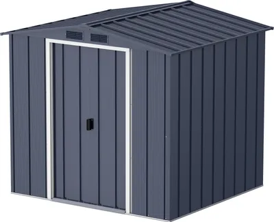 Produktbild von Duramax Metall Gartenhaus 202x174 Geräteschuppen Garten Gerätehaus Schiebetüren, H. 181 x B. 202 x T. 174 cm, Metall