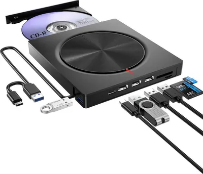 Produktbild von Externe DVD/CD Brenner USB 3.0 & USB-C – 8x DVD 24x CD, Plug & Play