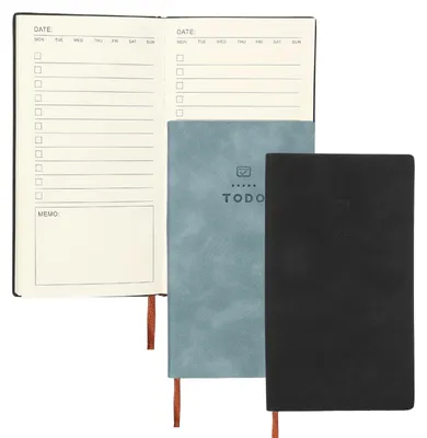 Produktbild von Omgoods – A6-Planer, Notizbuch – Ungedatierte Version, 100 Seiten, Schwarz/Himmelblau