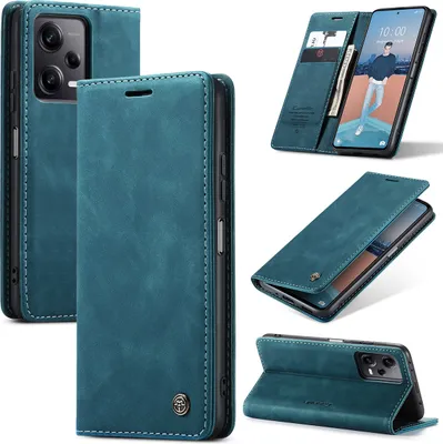 Produktbild von Xiaomi Poco X5 Pro Hülle, Retro Kunstledertasche mit Standfunktion Schutzhülle für Xiaomi Poco X5 Pro Blau