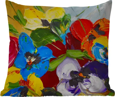Produktbild von MuchoWow® Outdoor Kissen - Ölfarbe - Malerei - Blumen - 50x50 cm - Wetterfest - Lounge Kissen - Komfortabel - Kissen mit Bild