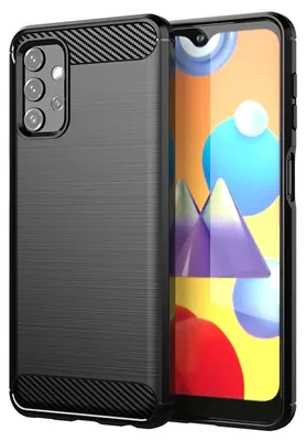 Produktbild von MobyDefend Hülle für Samsung Galaxy A32 (5G) - TPU Schutzhülle mit gebürsteter Metall- und Carbon-Optik - Schwarz