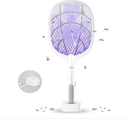 Image de Raquette anti-insectes électrique 2 en 1 3000 V avec port USB