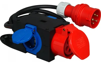 Produktbild von PCE CEE Kompaktverteiler Stromverteiler Zuleitung 16A 400V Baustromverteiler 1x CEE 2x Schutzkontakt Steckdose + Kabel