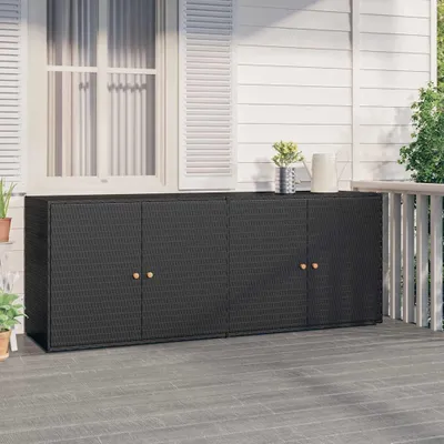 Image de vidaXL Armoire de jardin noire 198x55,5x80 cm Poly rotin