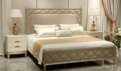 Produktbild von Schlafzimmer Bett Polster Design Möbel Luxus Doppel Beige Betten Modern Leder