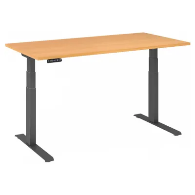 Image de Bureau réglable en hauteur XDKB | 2-moteurs | 120 - 180 cm | électrique, Dimension plateau:160 x 80 cm, Couleur plateau:Hêtre, Couleur piétement:Graphite