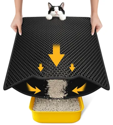 Immagine prodotto di Tappetino per lettiera per gatti - Doppio nido d'ape - Impermeabile - 60 x 37 cm - Nero