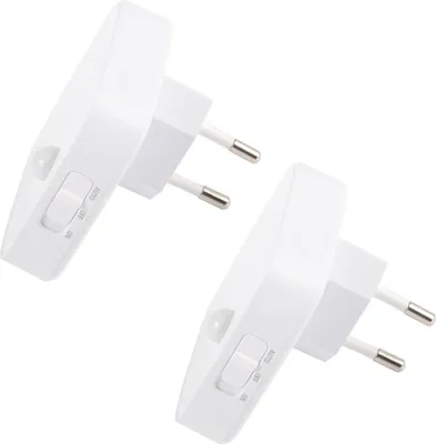 Produktbild von LED Nachtlicht Steckdose 2er Set, Bewegungsmelder & Lichtsensor, warmweiß dimmbar, Auto Modus, energiesparend, für Flur, Treppe, Kinderzimmer