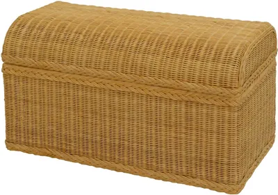 Produktbild von KRINES HOME Truhe / Wäschetruhe aus Rattan mit rundem Deckel in der Farbe Honig
