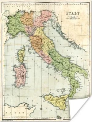 Produktbild von MuchoWow® Poster Karte - Italien - Alt 30x40 cm - Wandplakat - Poster Kinderzimmer