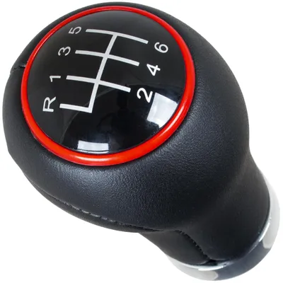 Produktbild von Audi Seat Skoda VW Schaltknauf SCHWARZ + ROTER RING + CHROM 6-GANG