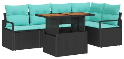Produktbild von vidaXL Gartensofa-set 6 stk. 5-Sitzanzahl Schwarz und Türkis