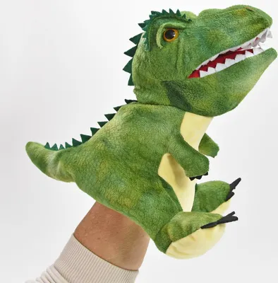 Produktbild von Kögler T-Rex Dino Dinosaurier Handpuppe Puppe Kinder Spielzeug grün Plüsch 30 cm