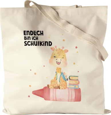 Produktbild von Endlich bin ich Schulkind Jutebeutel Süße Giraffe Einschulung Geschenk