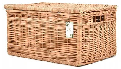 Produktbild von Korbtruhe aus naturfarbener Weide mit Deckel 50x30x26 cm
