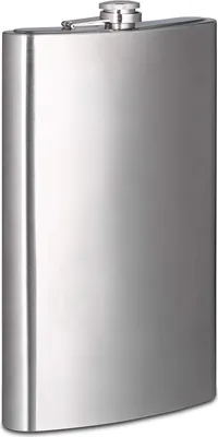 Produktbild von 3 x Flachmänner XXL aus Edelstahl, Riesen Flachmänner mit 1,8l Fassungsvolumen, klassisches Flachmann-Design, silber