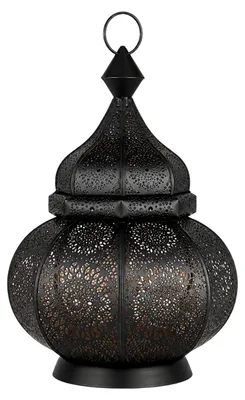 Produktbild von Marrakesch Orientalische Laterne aus Metall Ziva Schwarz 30cm | Marokkanisches Windlicht Gartenwindlicht | Metalllaterne für draußen als Gartenlaterne, oder Innen als Tischlaterne