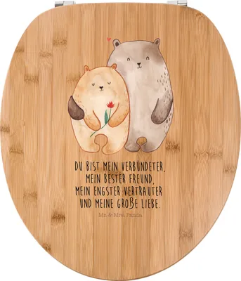 Produktbild von Mr. & Mrs. Panda WC Sitz Bären Liebe - Transparent - Geschenk, Kuscheln, Toilettendeckel, Hochzeitstag, Bär, Klodeckel, Blume, Verknallt, klo deckel, Umarmung, WC-Sitz