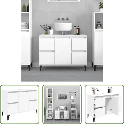 Produktbild von The Living Store Waschbeckenunterschrank Weiß 80x33x60 cm Holzwerkstoff