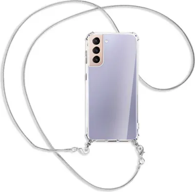 Produktbild von Handykette Backcover-Schutzhülle mit Band (Metall silberfarben) für Samsung Galaxy S21 5G - silberfarbene Kette Snake
